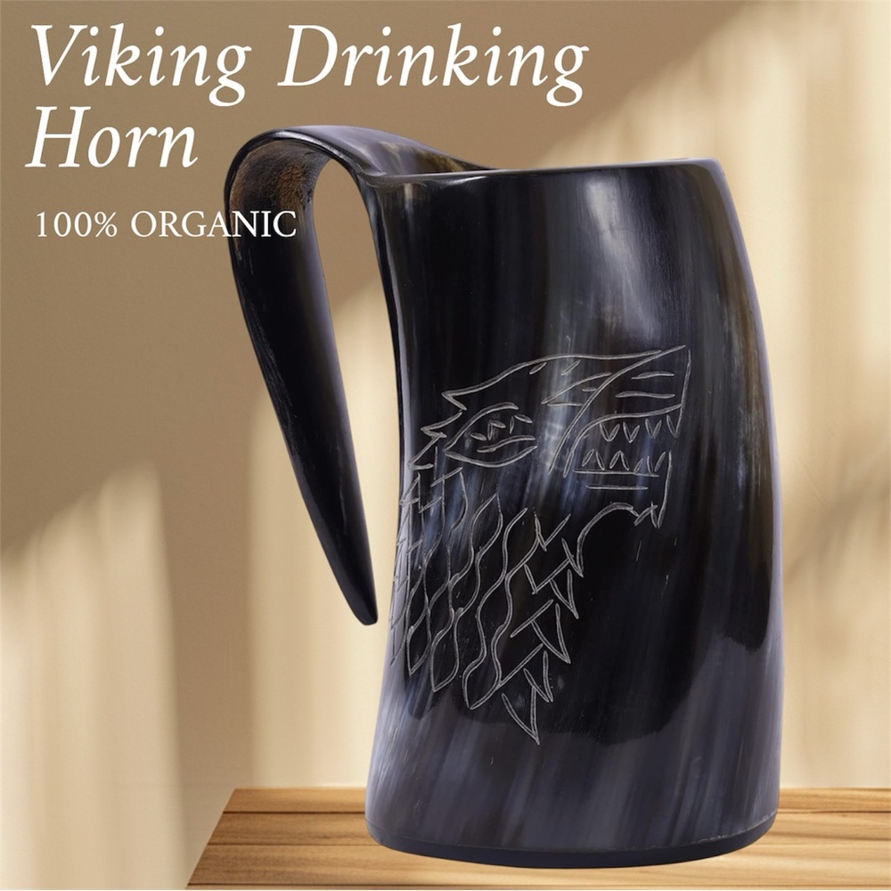 Viking Drinking Horn Mug with engraving - Picture 2 of 15